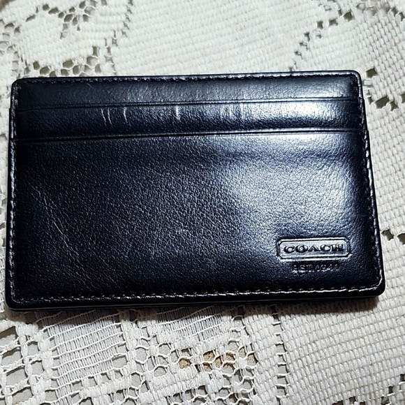 Coach Black Leather Card Holder - Picture 1 of 5